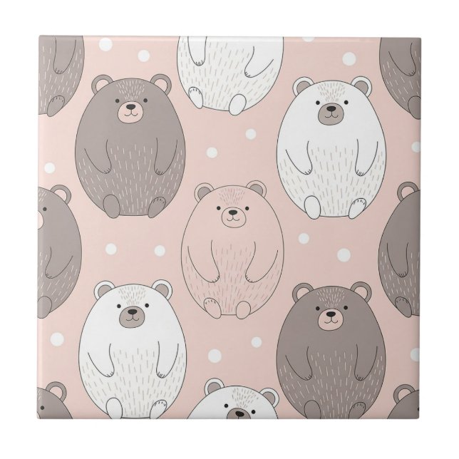 Cute Bear - Soft Pastel Woodland (2) Tile (Front)