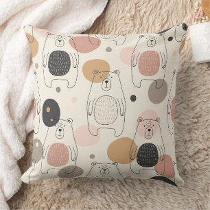 Cute Bear - Soft Pastel Woodland (3) Cushion