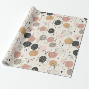 Cute Bear - Soft Pastel Woodland (3) Wrapping Paper