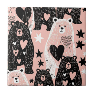 Cute Bear - Soft Pastel Woodland (4) Tile