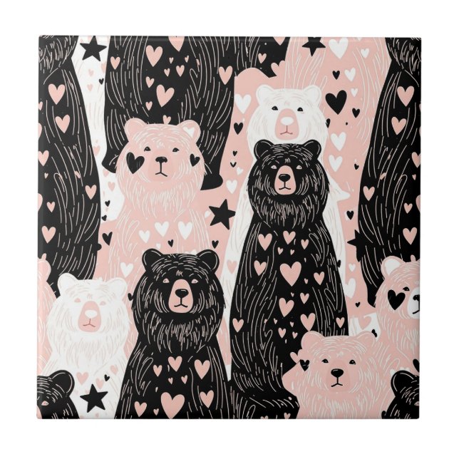 Cute Bear - Soft Pastel Woodland (5) Tile (Front)