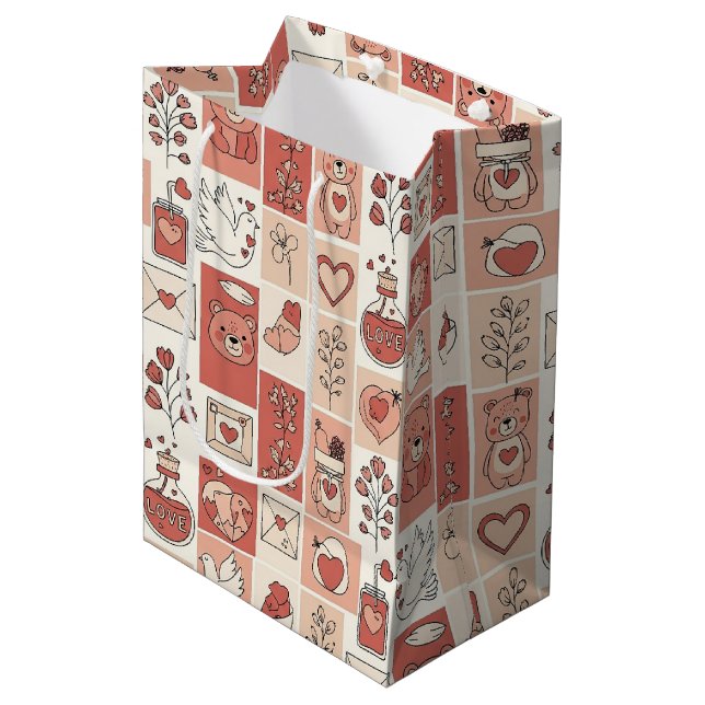 Cute Bear - Soft Pastel Woodland (6) Medium Gift Bag (Front Angled)