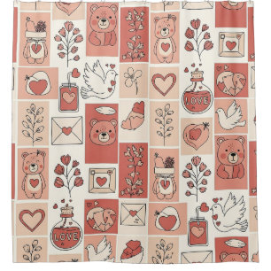 Cute Bear - Soft Pastel Woodland (6) Shower Curtain