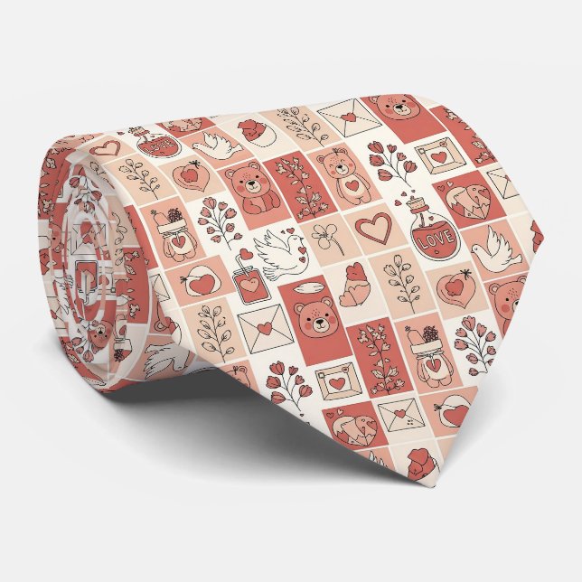 Cute Bear - Soft Pastel Woodland (6) Tie (Rolled)