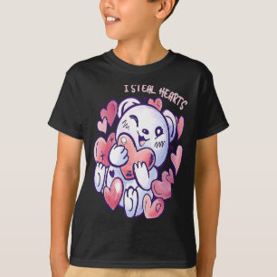 Cute Bear Steal Hearts Valentines Day Or Toddler  T-Shirt