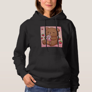 Cute Bear Strawberry Milk Retro Japanese Kawaii Ar Hoodie