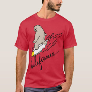 Cute Bear Surfing Tee California Bear state flag C