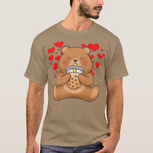 Cute Bear Tea Bubble Tea Anime Japanese Girl Teen  T-Shirt