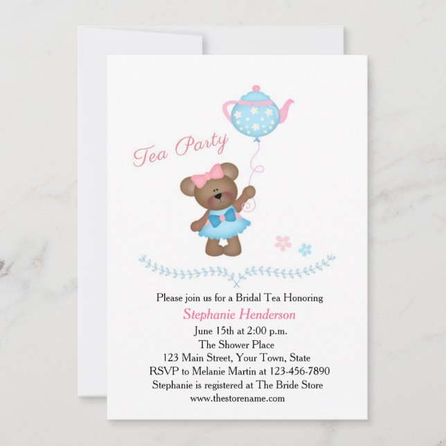 Cute Bear Tea Party Invitation (Front)