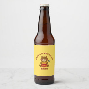 Cute Bear Theme Boy Baby Shower Beer Bottle Label