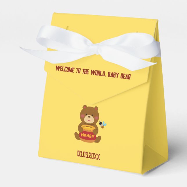 Cute Bear Theme Boy Baby Shower Favour Box (Front Side)