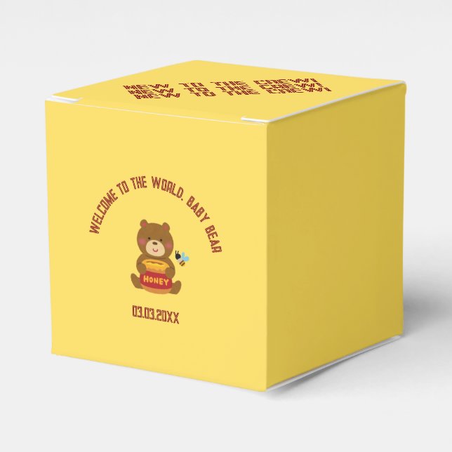 Cute Bear Theme Boy Baby Shower Favour Box (Front Side)