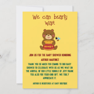 Cute Bear Theme Boy Baby Shower Invitation