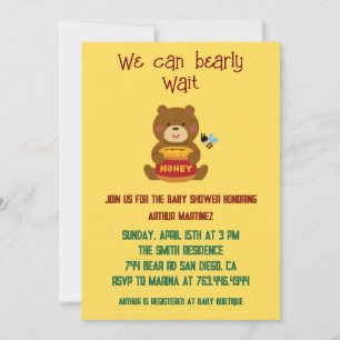 Cute Bear Theme Boy Baby Shower Invitation