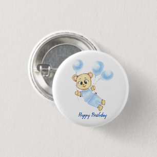 Cute Bear Theme Boy's Birthday Party 3 Cm Round Badge