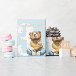 Cute Bear Third Birthday Wrapping Paper