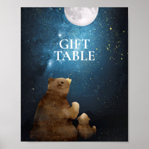 Cute Bear Twinkle Little Star Gift Table Poster