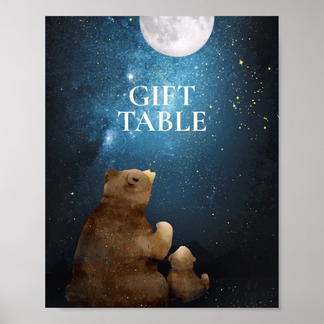 Cute Bear Twinkle Little Star Gift Table Poster (Front)