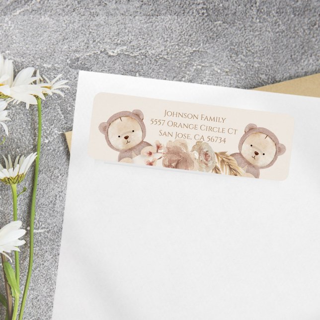 Cute Bear Twins Gender Neutral Baby Shower Address (Creator Uploaded)