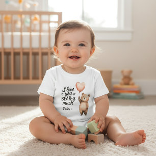 Cute Bear Valentine "I Love You Bear-y Much" Baby T-Shirt