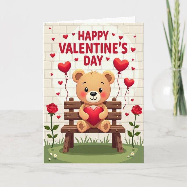 Cute Bear Valentines Day Card (Front)