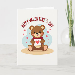 Cute Bear Valentines Heart Card