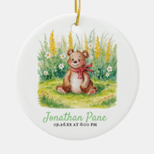 Cute Bear Watercolor Bearly Wait Baby Shower Ceramic Tree Decoration