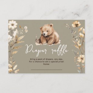 Cute bear watercolor boy baby shower card