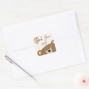 Cute Bear We Can Bearly Wait Gender Baby Shower Square Sticker