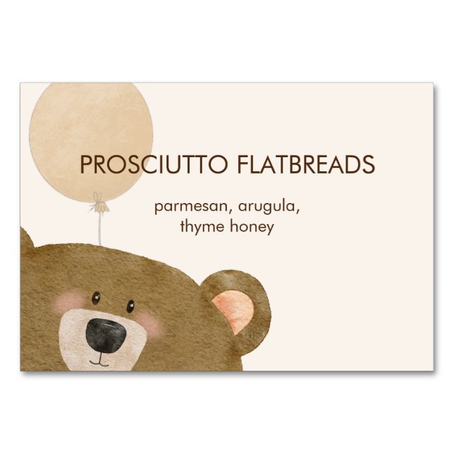 Cute Bear We Can Bearly Wait Gender Baby Shower  Table Number (Front)