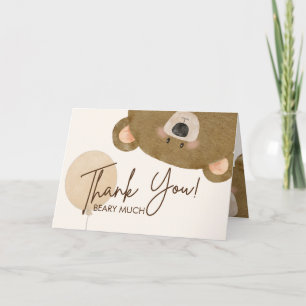 Cute Bear We Can Bearly Wait Gender Baby Shower  Thank You Card