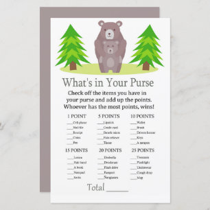 Cute Bear What's in your purse game baby shower