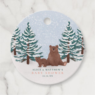 Cute Bear Winter Baby Shower Favour Tags