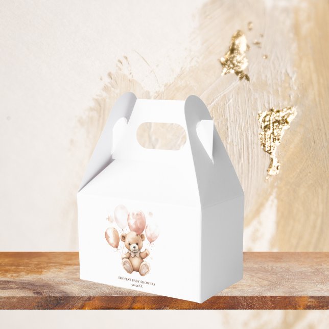 Cute Bear With Balloons | Baby Pink  Favour Box (Creator Uploaded)