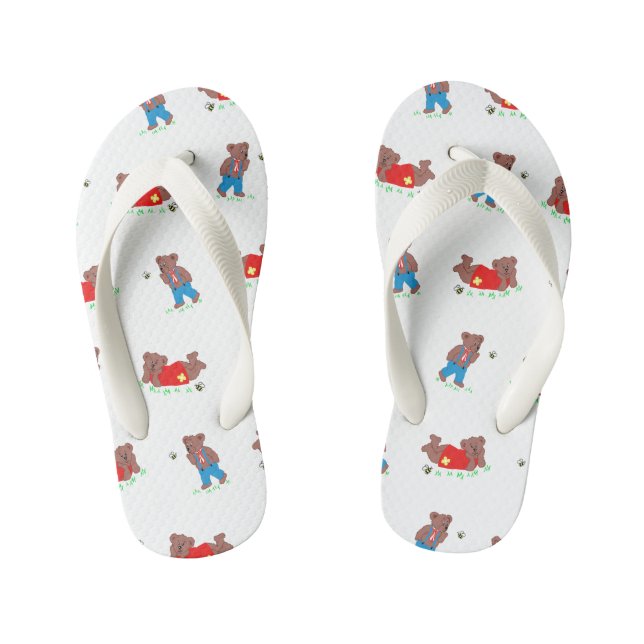 Cute Bear with Bee Pattern Kid's Jandals (Footbed)