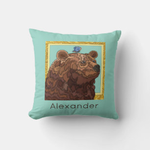 Cute bear with butterfly, kid's personalised cushion