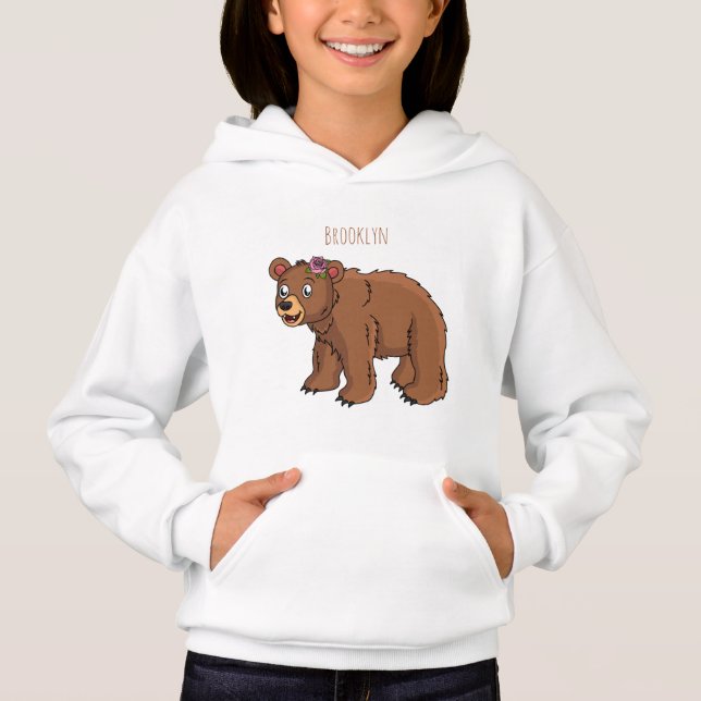 Cute bear with flower cartoon illustration (Front)