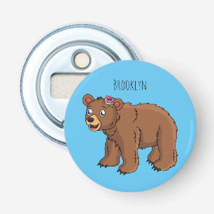 Cute bear with flower cartoon illustration bottle opener
