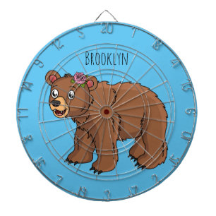 Cute bear with flower cartoon illustration  dartboard