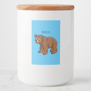 Cute bear with flower cartoon illustration  food label