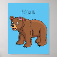 Cute bear with flower cartoon illustration 