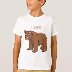 Cute bear with flower cartoon illustration T-Shirt