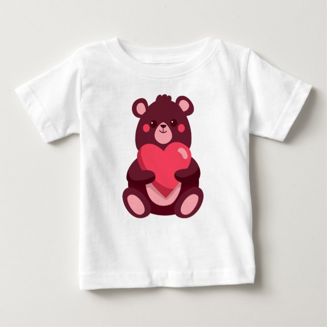 Cute Bear With Heart Baby T-Shirt (Front)