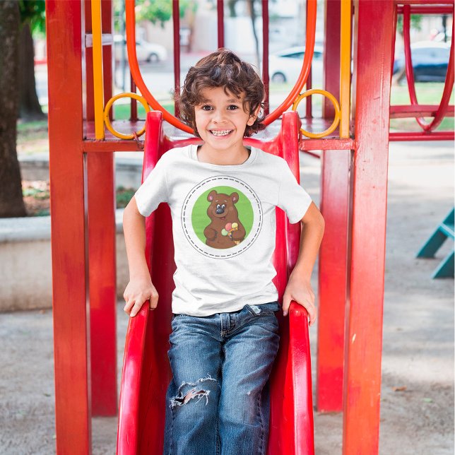 Cute Bear with Ice Cream Cone Fun Animal  T-Shirt (Creator Uploaded)