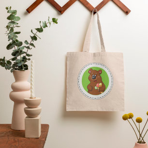 Cute Bear with Ice Cream Cone Fun Animal  Tote Bag
