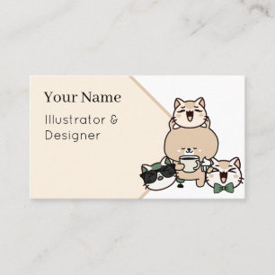 Cute Bear with Leg Prosthetic, Coffee and Cupcake Business Card