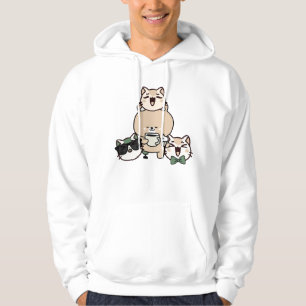 Cute Bear with Leg Prosthetic, Coffee and Cupcake Hoodie