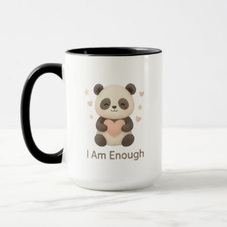 Cute Bear with Pink Heart — I Am Enough mug