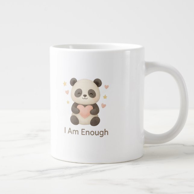 Cute Bear with Pink Heart — I Am Enough mug (Right)