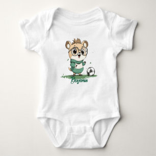 Cute Bear with Soccer Ball Baby Bodysuit